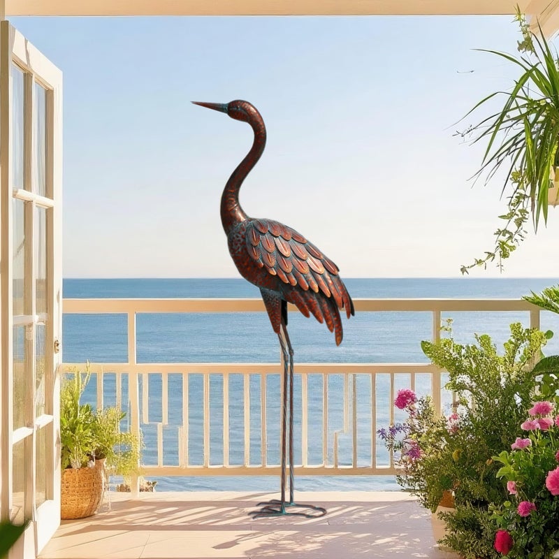 chisheen Outdoor Garden Crane Statues and Sculptures Metal Yard Art Statue for Garden Decoration Large Size - Image 4